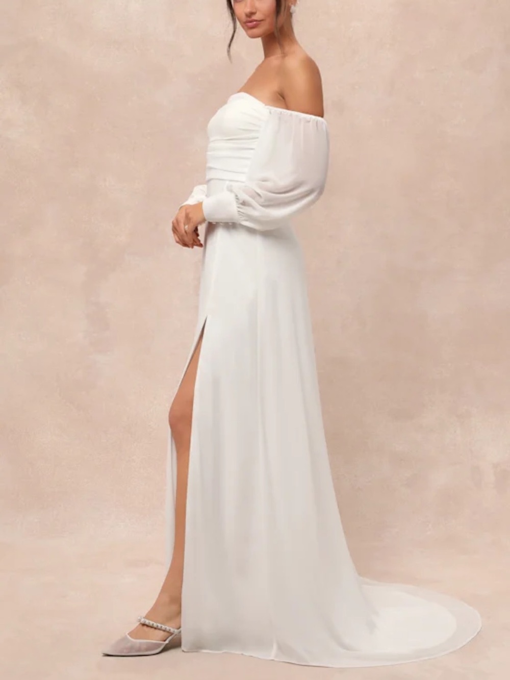 Lulus Adorna White Off-the-Shoulder Maxi Dress